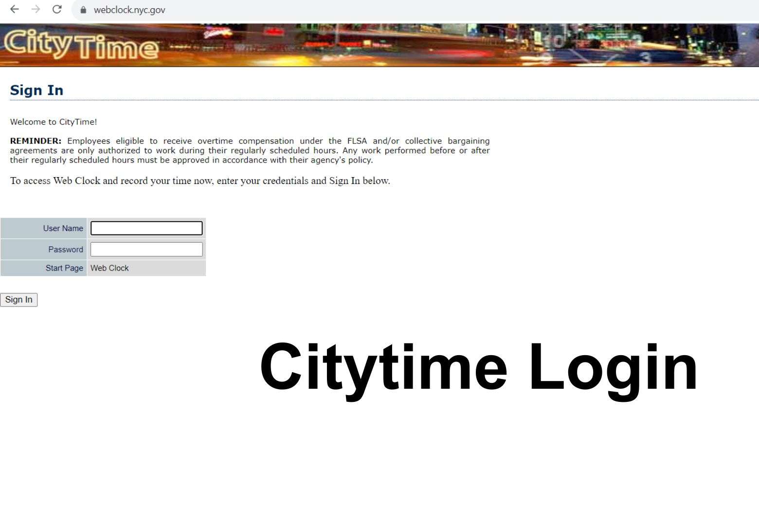Citytime Login