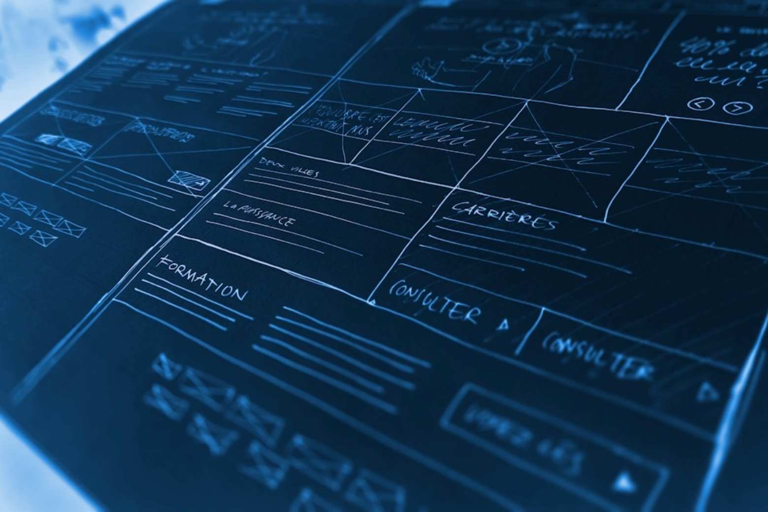 Blueprint-style diagram of a strategic alliance framework between two companies